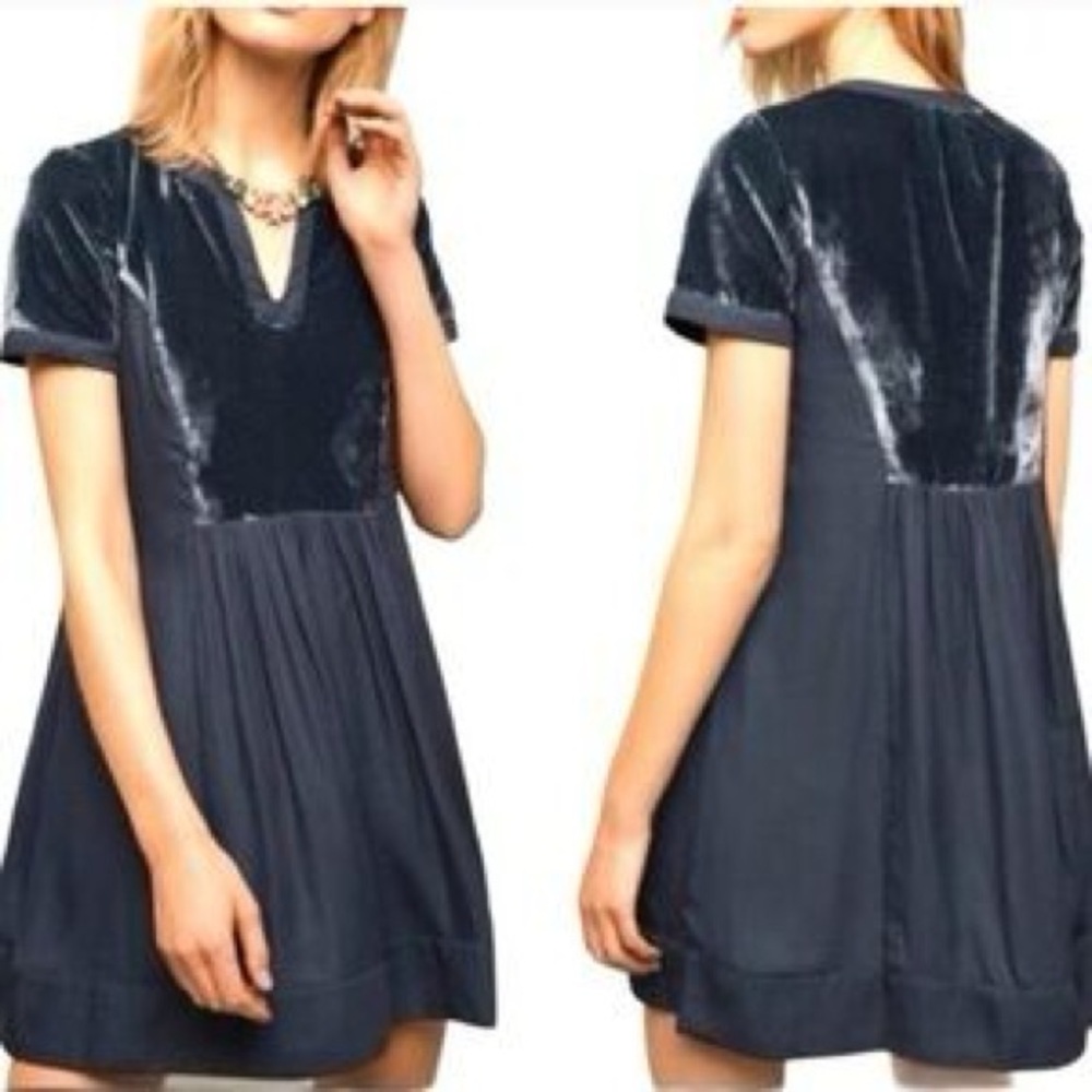 Anthropologie Maeve velvet teal mini dress XSP